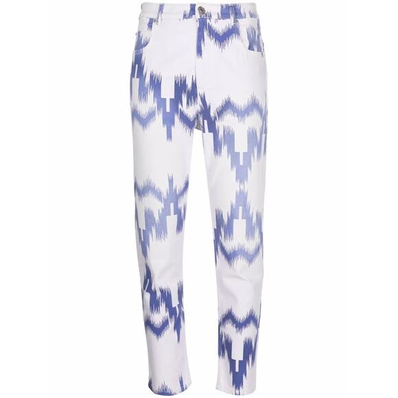Isabel Marant Etoile Lanea Jeans Size Medium White Blue Western Aztec High Rise - Picture 4 of 16